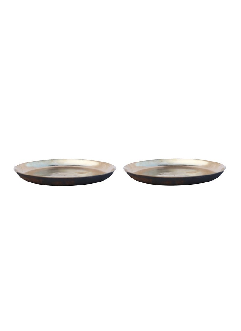 DeKulture Ayurveda Kansa Platters Pure Bronze Appetizer Dessert Plates Set of 2
