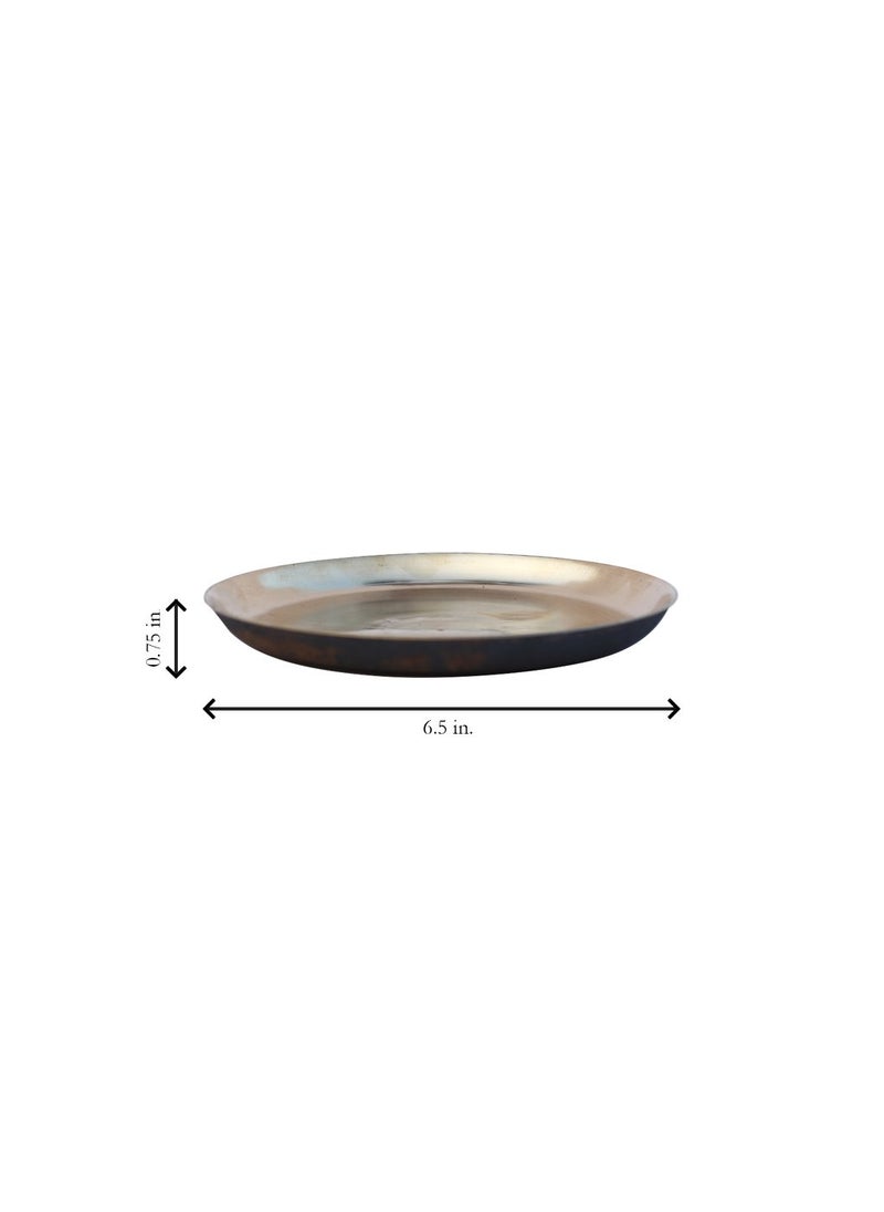 DeKulture Ayurveda Kansa Platters Pure Bronze Appetizer Dessert Plates Set of 2