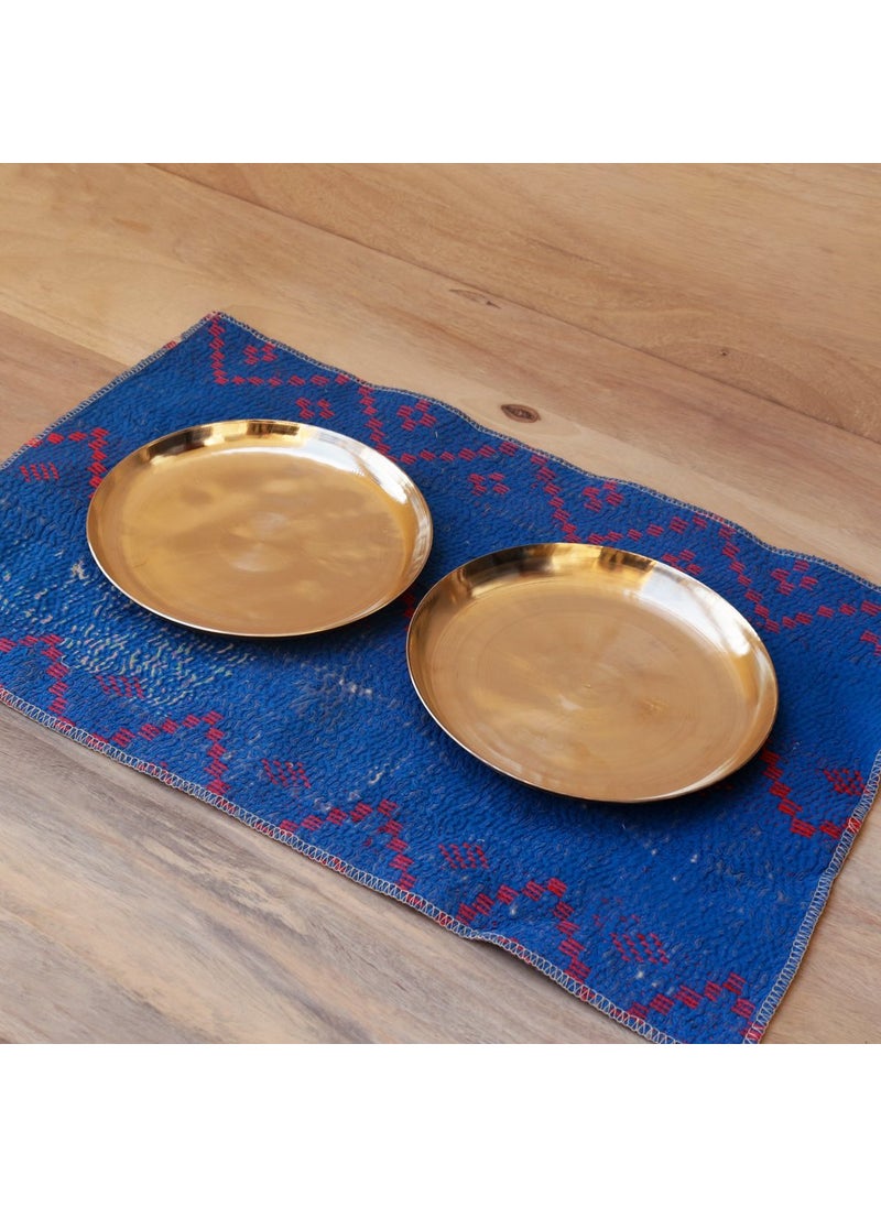 DeKulture Ayurveda Kansa Platters Pure Bronze Appetizer Dessert Plates Set of 2