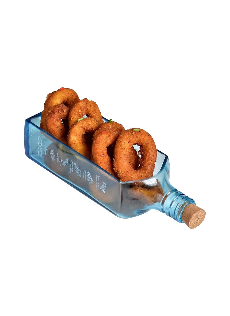 Kavi The PoetryArt Project Serving Platter Includes 1 Platter Upcyled From Glass Bottles Ideal For Serving Snacks Starters Cheese Fruits Blue Color Rectangular