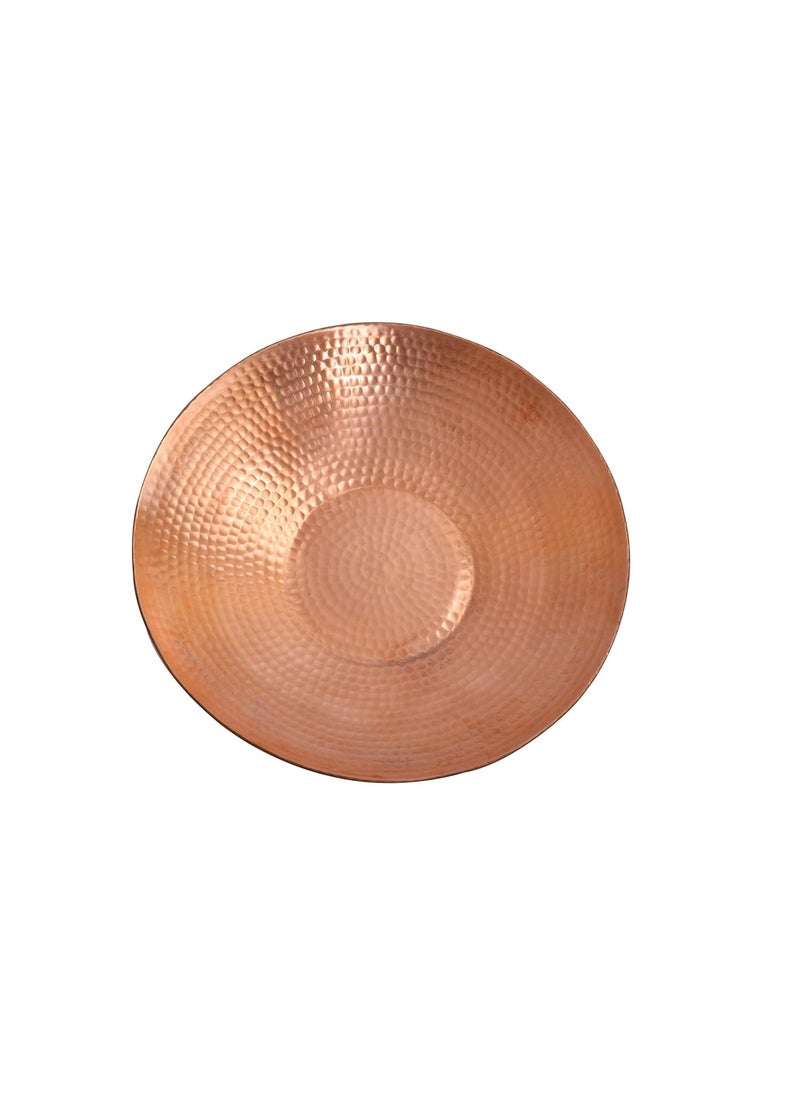 DeKulture Handmade Pure Copper Round Fruit Platter Tray Charger Plate Serving Middle Piece Ideal for Table Kitchen Rustic Bar Decoration10 D Inches