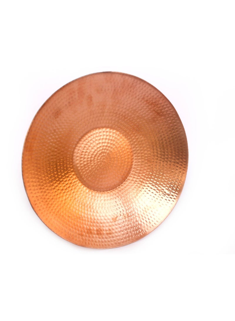 DeKulture Handmade Pure Copper Round Fruit Platter Tray Charger Plate Serving Middle Piece Ideal for Table Kitchen Rustic Bar Decoration10 D Inches