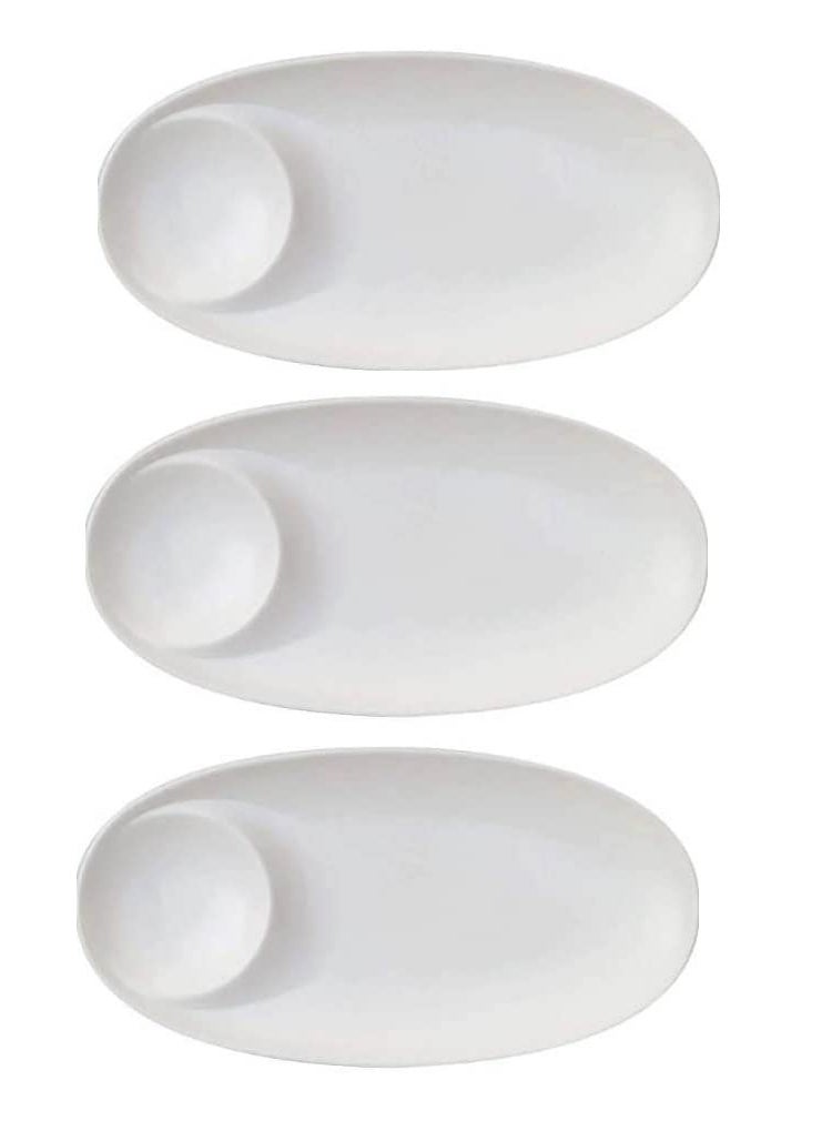 Lifeplast Set of 3 Spice Platters for Snacks PlatesTray for Party and Daily use Serving Platter Unbreakable Acrylic White Pack of 3