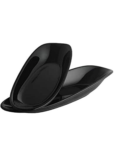Lifeplast Unbreakable Serving Snacks Fancy PlatterTray Matt BlackPlastic Pack of 2
