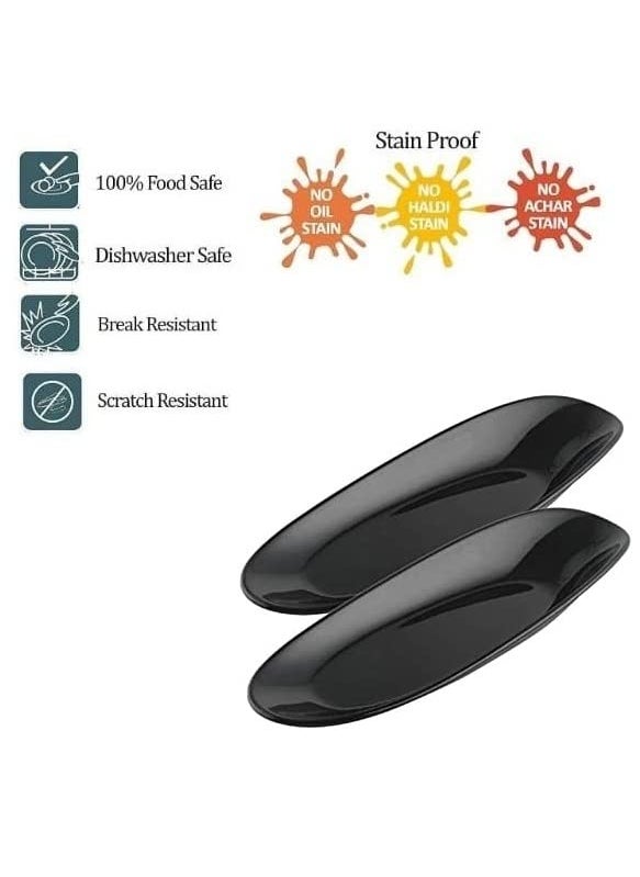 Lifeplast Unbreakable Serving Snacks Fancy PlatterTray Matt BlackPlastic Pack of 2