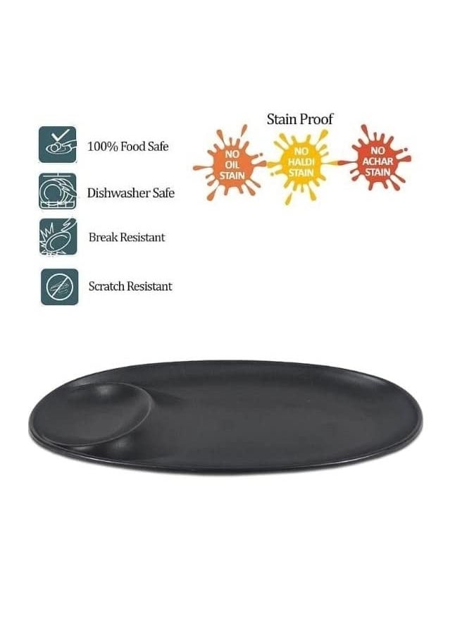 Lifeplast Set of 3 Spice Platters for Snacks PlatesTray for Party and Daily use Serving Platter Unbreakable Acrylic Black Pack of 3
