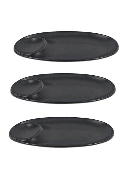 Lifeplast Set of 3 Spice Platters for Snacks PlatesTray for Party and Daily use Serving Platter Unbreakable Acrylic Black Pack of 3