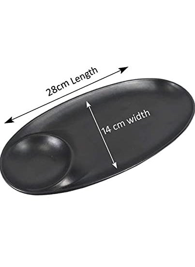 Lifeplast Set of 3 Spice Platters for Snacks PlatesTray for Party and Daily use Serving Platter Unbreakable Acrylic Black Pack of 3