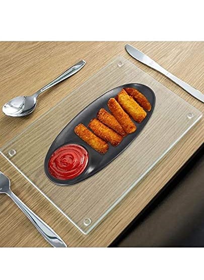 Lifeplast Set of 3 Spice Platters for Snacks PlatesTray for Party and Daily use Serving Platter Unbreakable Acrylic Black Pack of 3