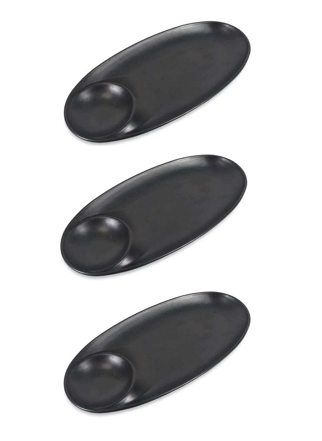 Lifeplast Set of 3 Spice Platters for Snacks PlatesTray for Party and Daily use Serving Platter Unbreakable Acrylic Black Pack of 3