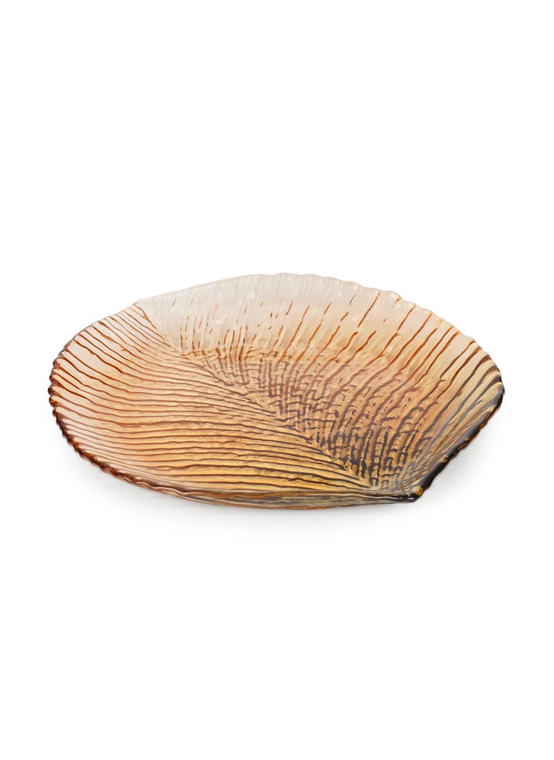 Pure Home Living Brown Leaf Shaped Glass Platter Large Perfect for Serving Sweets Cookies Dry Fruits Snacks