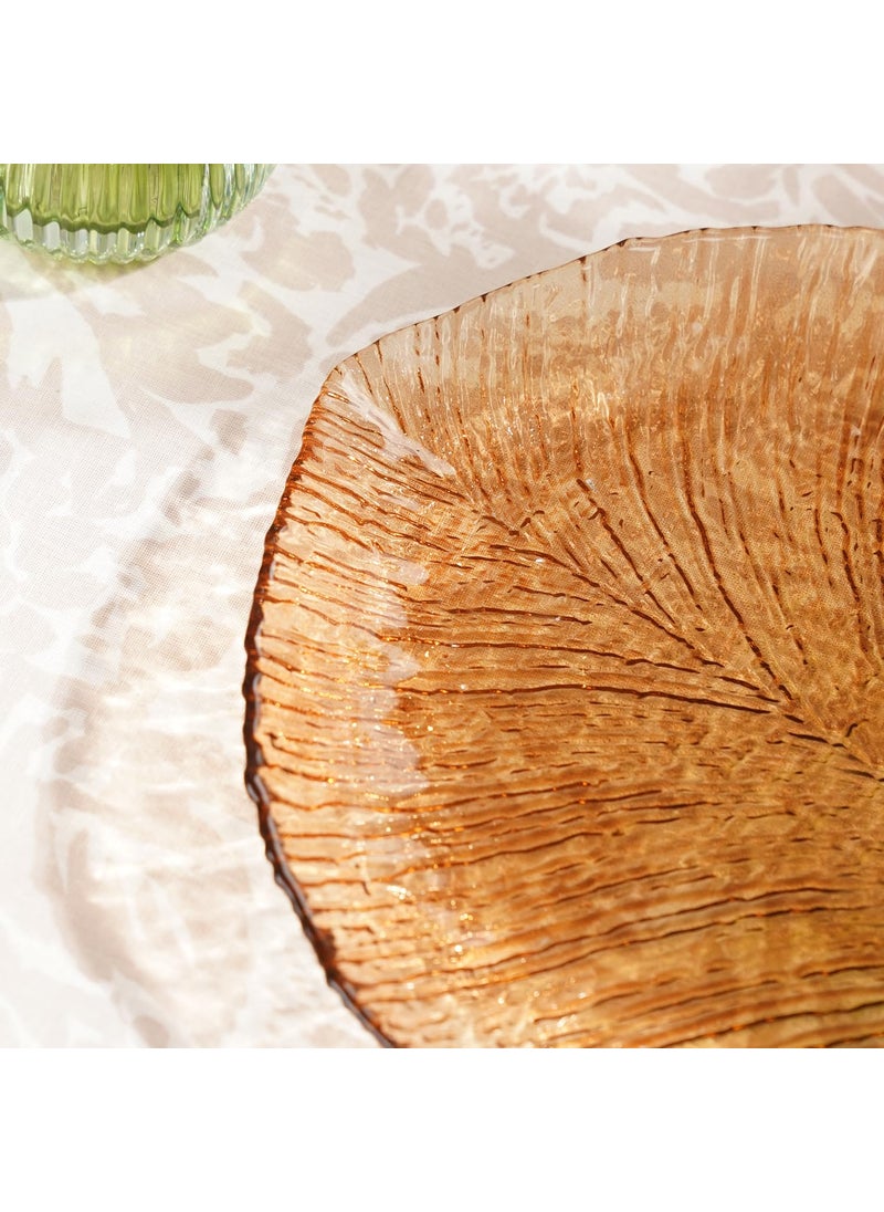Pure Home Living Brown Leaf Shaped Glass Platter Large Perfect for Serving Sweets Cookies Dry Fruits Snacks
