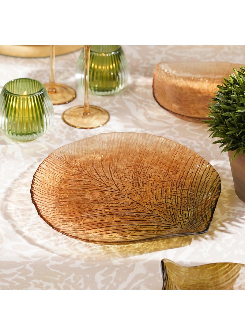 Pure Home Living Brown Leaf Shaped Glass Platter Large Perfect for Serving Sweets Cookies Dry Fruits Snacks