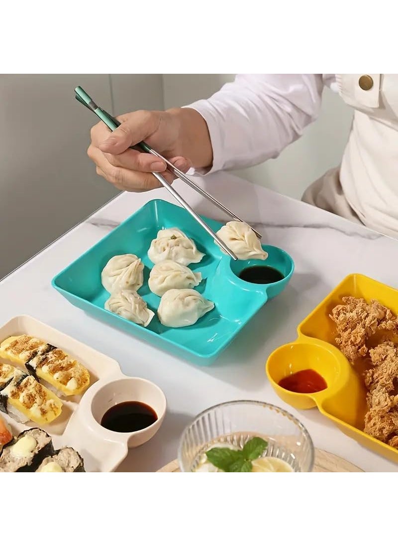 Agabani 8pcs plastic dumpling tray platters for serving appetizer with sauce holder department square plate for moms tacos snacks fries salasa pasta serving plates bowl for sushi dessert multi