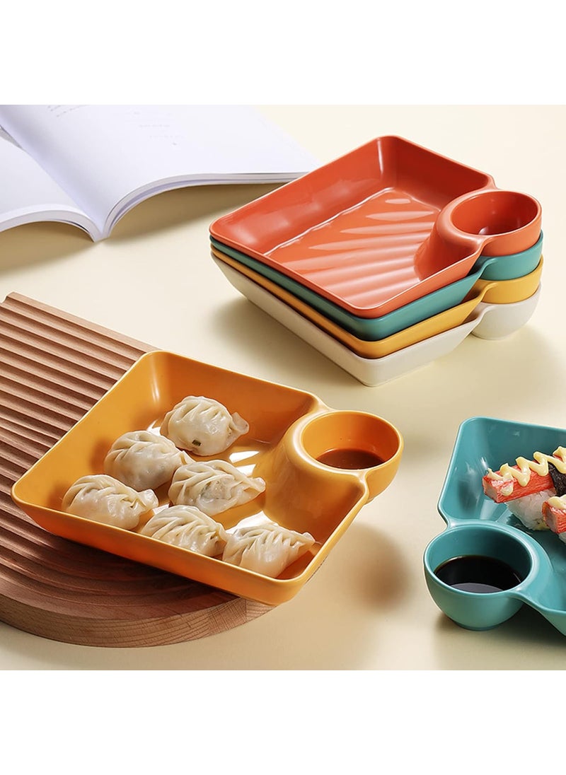 Agabani 8pcs plastic dumpling tray platters for serving appetizer with sauce holder department square plate for moms tacos snacks fries salasa pasta serving plates bowl for sushi dessert multi