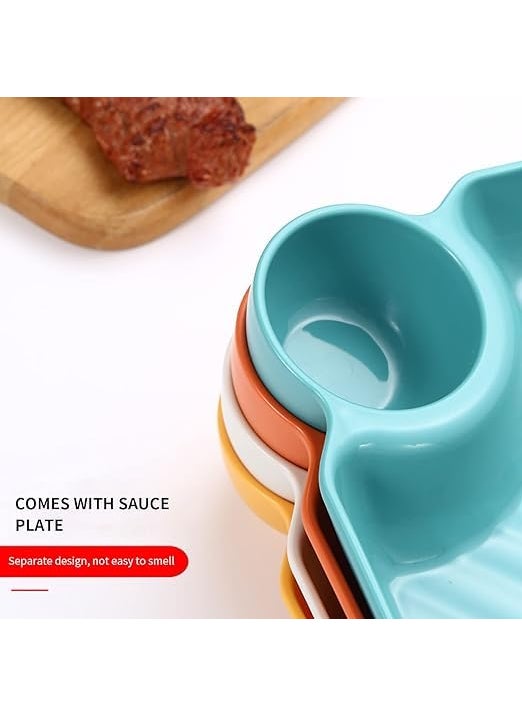 Agabani 8pcs plastic dumpling tray platters for serving appetizer with sauce holder department square plate for moms tacos snacks fries salasa pasta serving plates bowl for sushi dessert multi