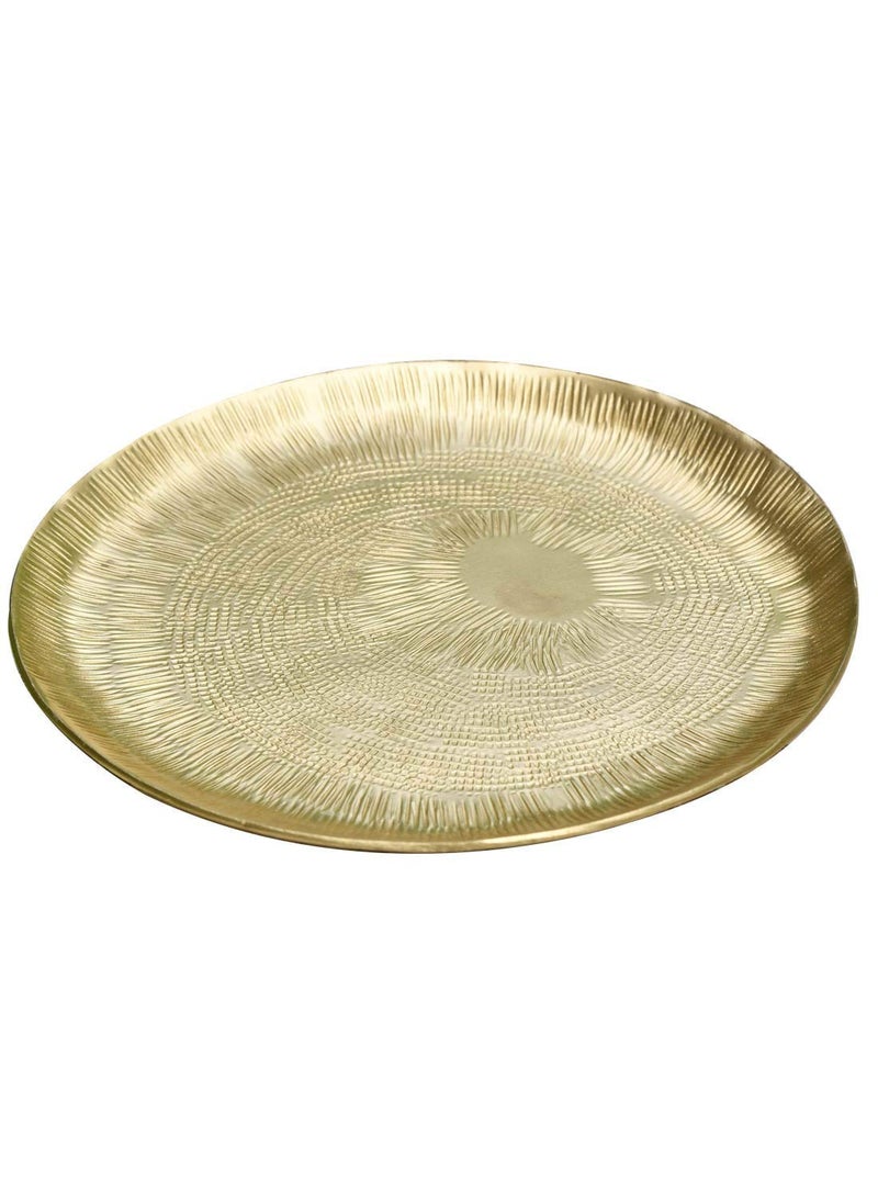 DeKulture Round Decorative Serving Tray Centerpiece Ideal Tableware Flower Decorations Wedding Engagement Ceremony Birthday Party Holiday Home Dcor Gold 7 Inches Diameter
