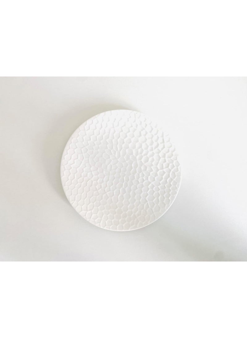 ALTAICA Porcelain White Ceramic Platter Appetizer Plate Tray for Serving Snacks Salad Pizza Parantha Perfect for Modern Kitchen Round Shape Size 22x22x2 cm