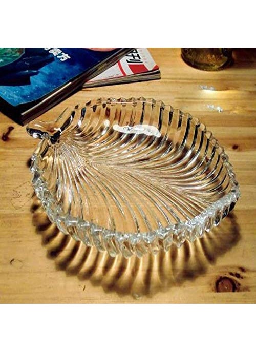 DECOR VIBES Glass Leaf Serving Platter Serving Dessert and Snacks PlatterTray Multipurpose Pack of 6