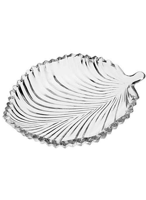 DECOR VIBES Glass Leaf Serving Platter Serving Dessert and Snacks PlatterTray Multipurpose Pack of 6