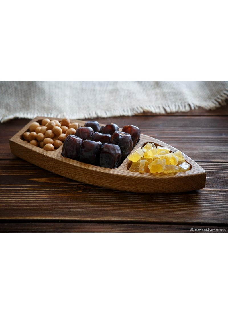 appeasy Handcraft Wooden Dry Fruit Platter Decorative Serving Plate MultiDesign Snack Serving Tray3 Section