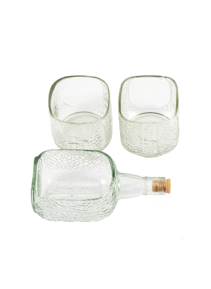 Kavi Serving Platter and Glass Set Includes 1 Platter and 2 Glasses Upcyled from Glass Bottles Ideal for Serving Snacks juices Starters Cheese Fruits Transparent Color