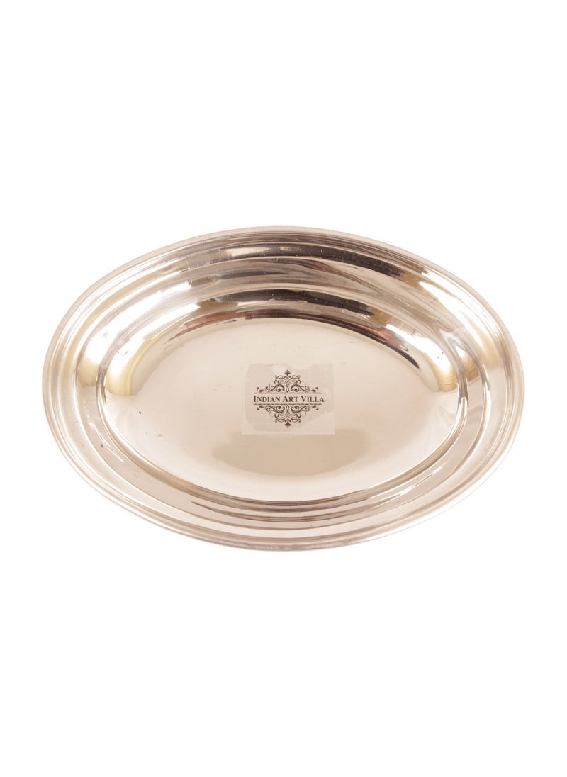 INDIAN ART VILLA Oval Steel Copper Platter Plate Serveware Tableware Home Restaurant 400 ML