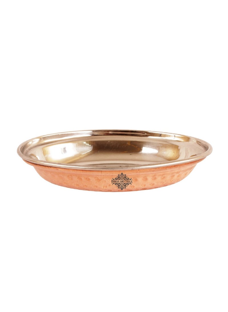 INDIAN ART VILLA Oval Steel Copper Platter Plate Serveware Tableware Home Restaurant 400 ML