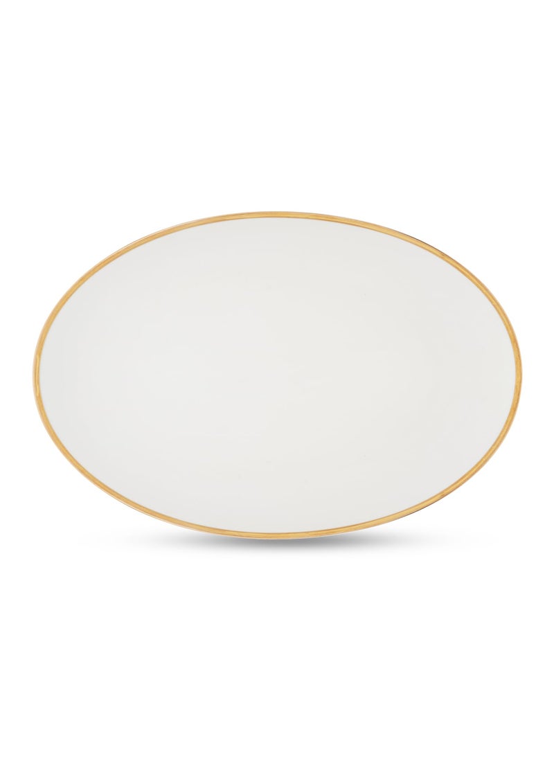 Pure Home and Living White Rice Platter with Gold Line