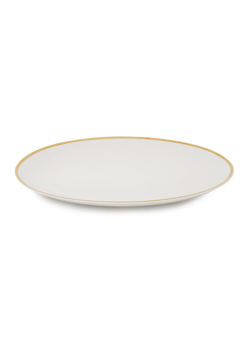 Pure Home and Living White Rice Platter with Gold Line