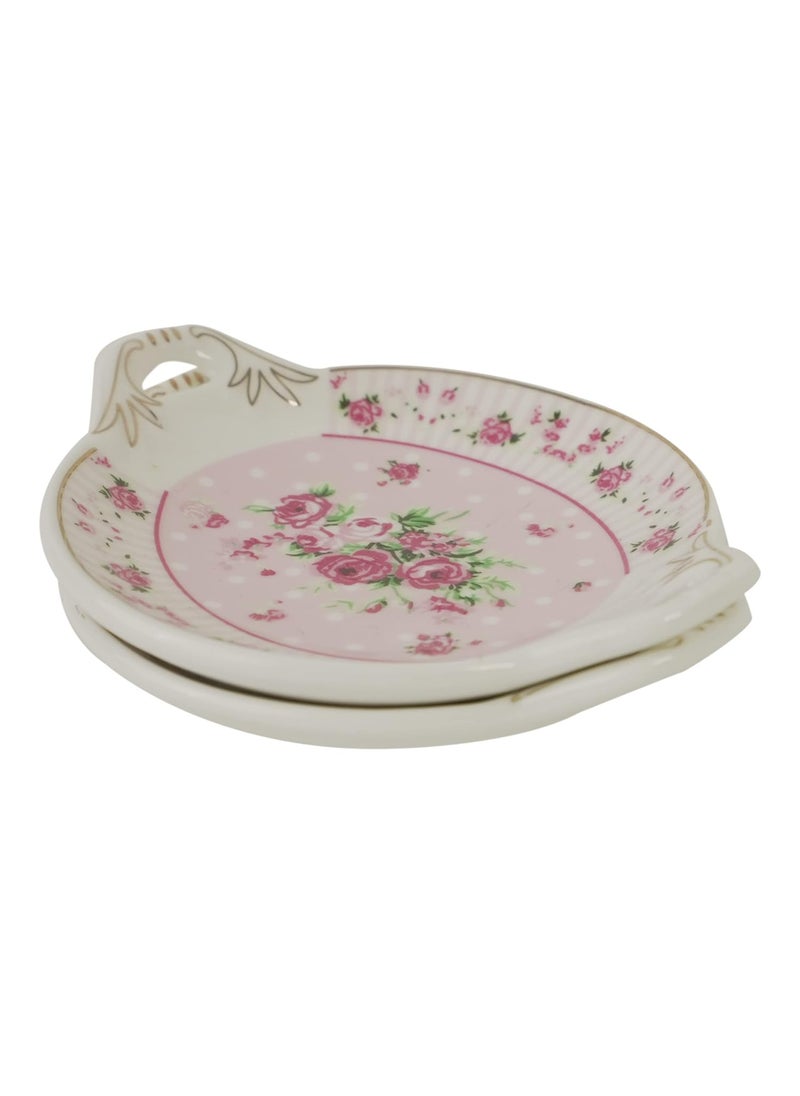MGeezz Mini Ceramic Serving Tray for ChocolatesDry FruitCookies Mukhvas TreyDecorative Plate for GiftingUse for WeddingOffice TableRestaurant Desk Rose 2
