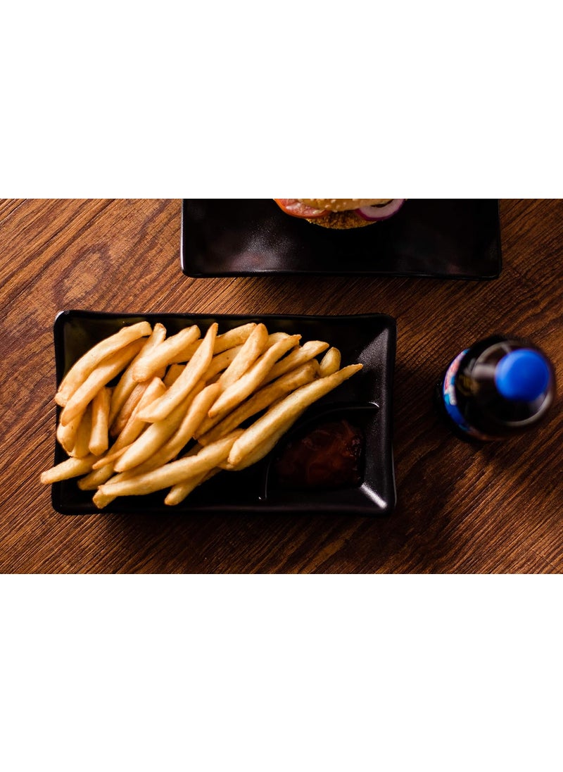 HAINE Pure Melamine Unbreakable Chilla Platter for Snacks Black 2Piece