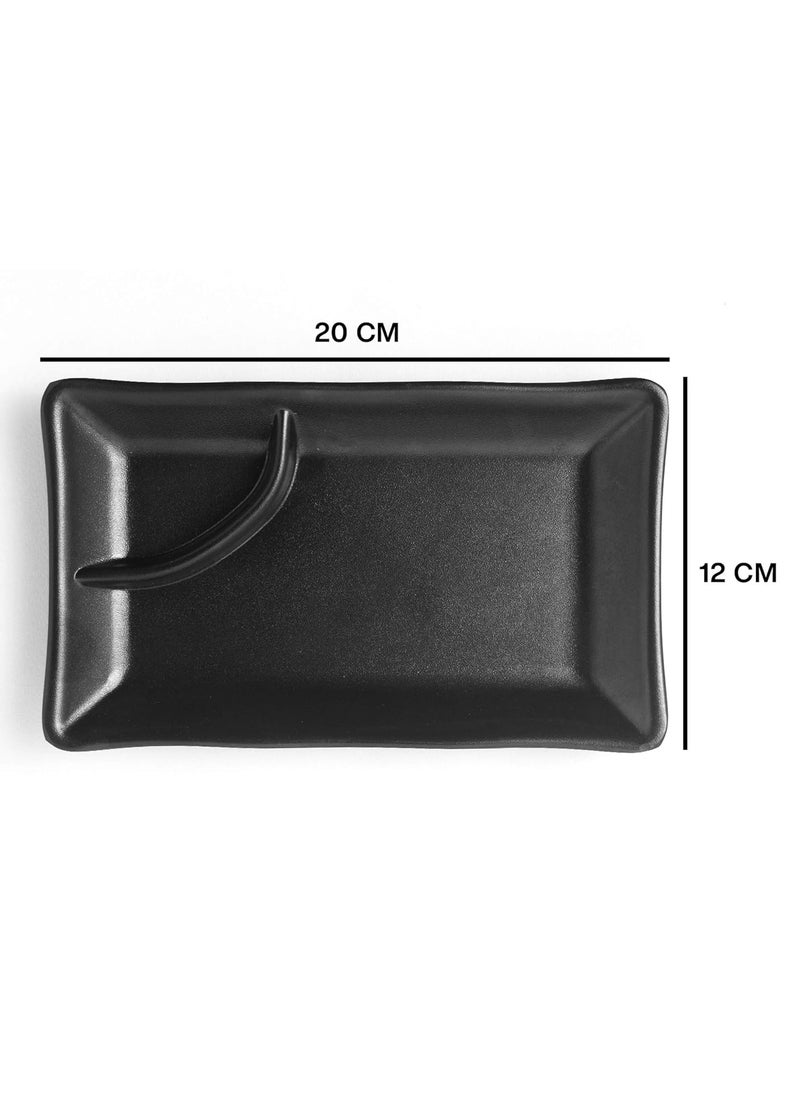 HAINE Pure Melamine Unbreakable Chilla Platter for Snacks Black 2Piece
