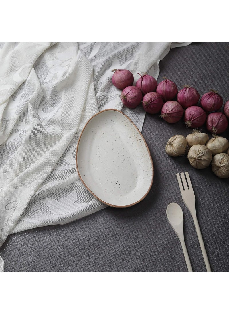 Miah Decor Md302 Stoneware Handcrafted Ceramic Matt Finish Stoneware Oval Platter 10 Inch X 75 Inch Offwhite Microwave Safe Freezer Safe Dishware Safe Serveware Platter
