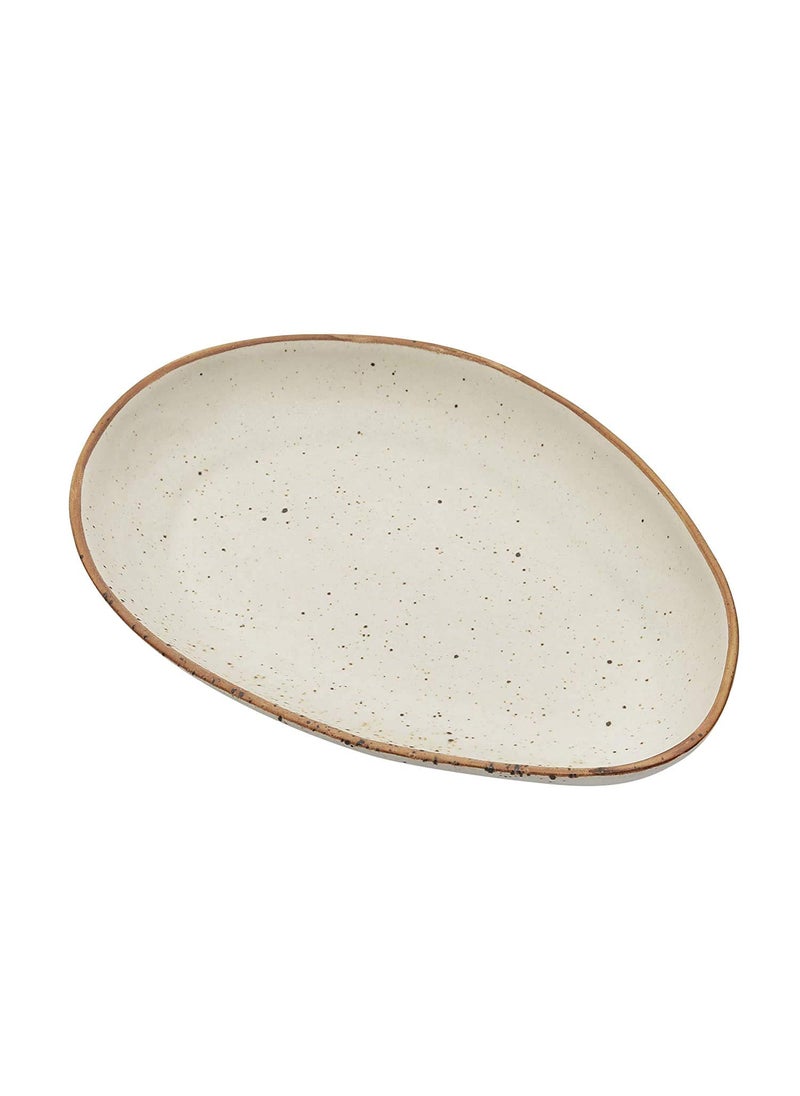 Miah Decor Md302 Stoneware Handcrafted Ceramic Matt Finish Stoneware Oval Platter 10 Inch X 75 Inch Offwhite Microwave Safe Freezer Safe Dishware Safe Serveware Platter