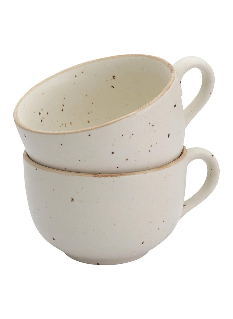 miah decor Stoneware Handcrafted Matte Finish Jumbo Soup Bowl Set of 2 100 Food Safe Microwave Safe Dishwasher Safe Matte Finish Ceramic Soup Bowl Cream Size WxH7X5 inches Volume 600 ml