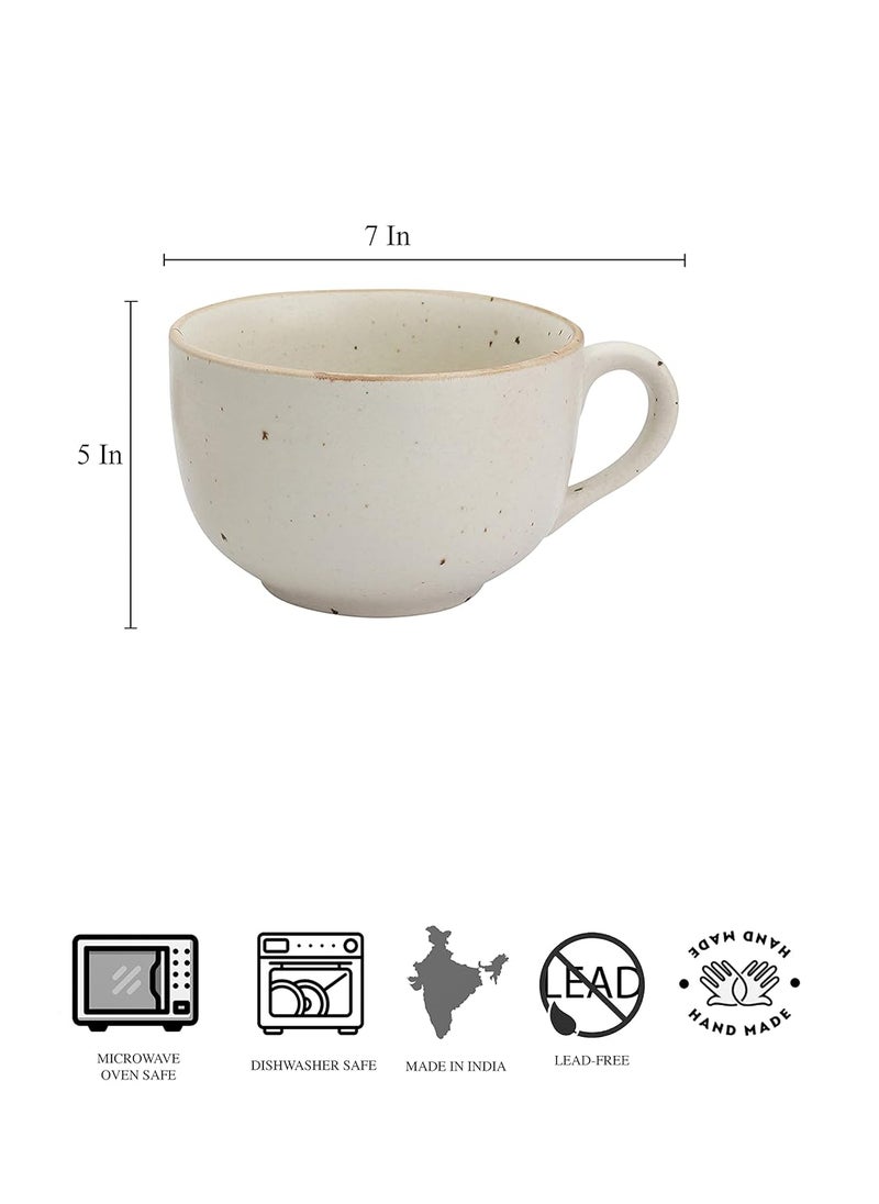 miah decor Stoneware Handcrafted Matte Finish Jumbo Soup Bowl Set of 2 100 Food Safe Microwave Safe Dishwasher Safe Matte Finish Ceramic Soup Bowl Cream Size WxH7X5 inches Volume 600 ml