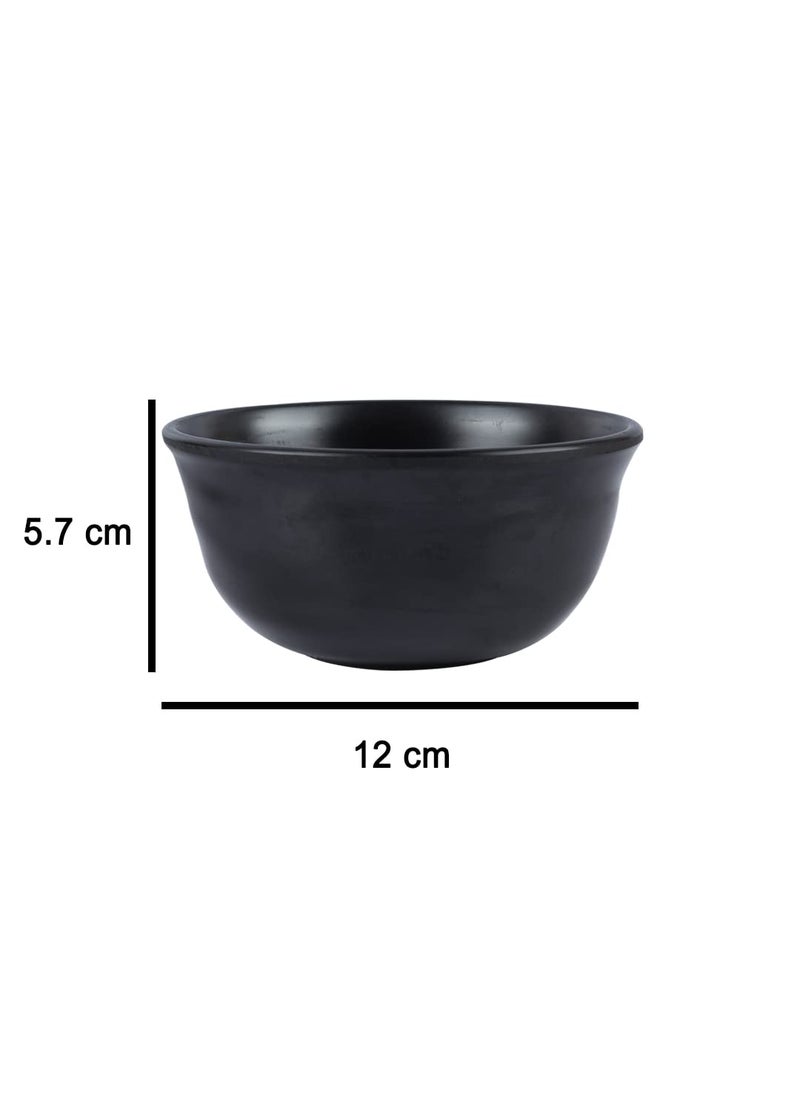 MARKET 99 Set of 6 Melamine Round Shape Spiral Soup Bowl Dinnerware Set Microwave Diswasher Safe Snacks Dinner Black 250 Ml