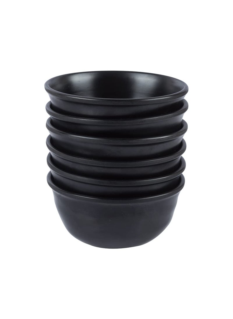 MARKET 99 Set of 6 Melamine Round Shape Spiral Soup Bowl Dinnerware Set Microwave Diswasher Safe Snacks Dinner Black 250 Ml