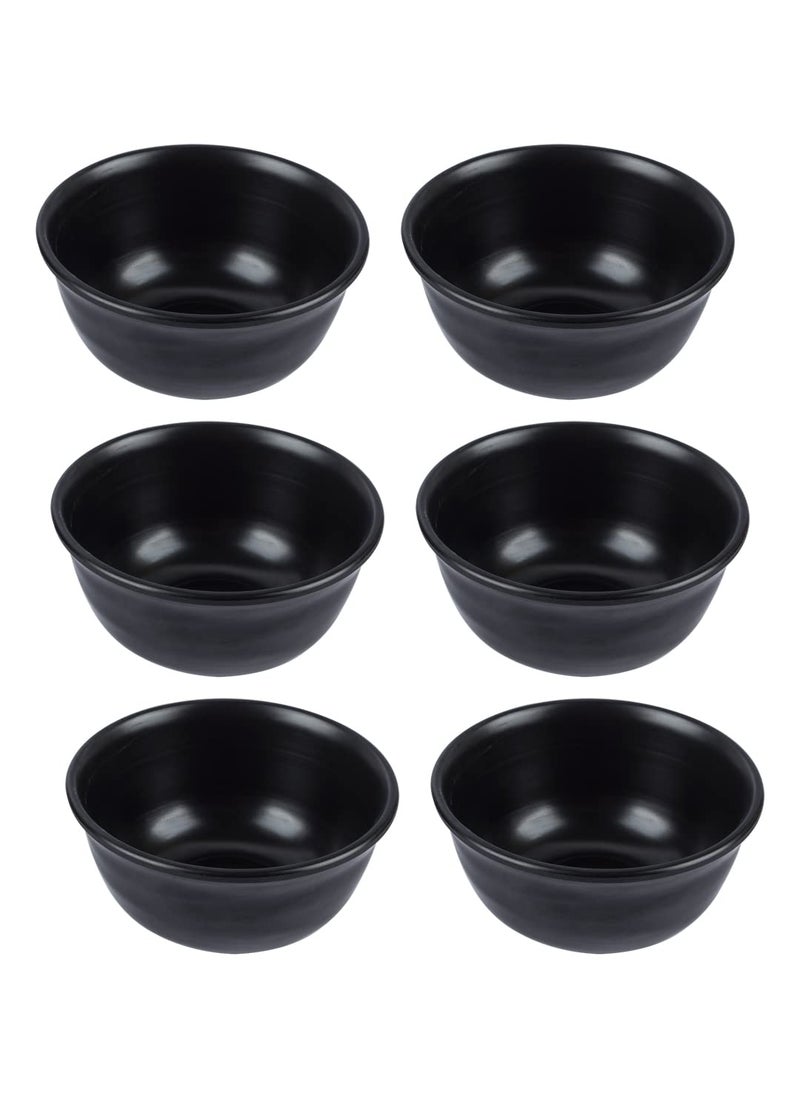 MARKET 99 Set of 6 Melamine Round Shape Spiral Soup Bowl Dinnerware Set Microwave Diswasher Safe Snacks Dinner Black 250 Ml