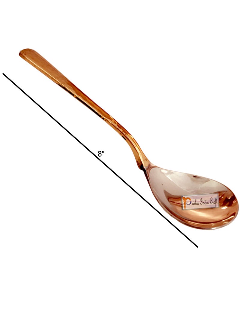 Prisha India Craft Stainless Steel Copper Handi Bowl with 1 Serving Spoon Serveware Tableware Capacity 500 ML 2 No