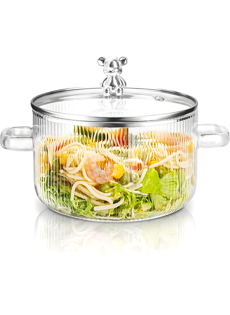CASAQUA Glass Serving Bowl with Lid Cooking Pot Mixing Bowl with Lid Microwave Safe Heat Resistant Serveware Mixing Pot Casserole Serving Dish 1600ML Pack of 1 Serving Bowl