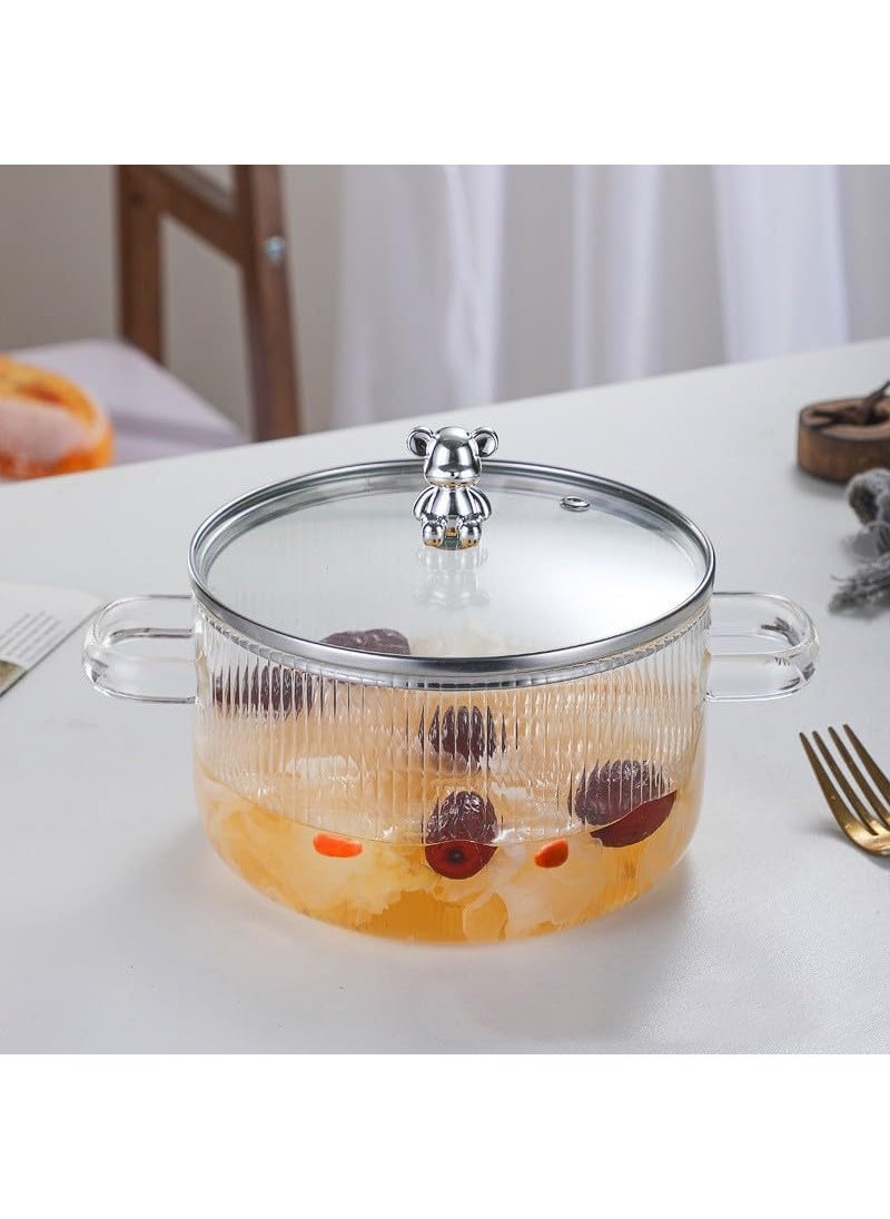 CASAQUA Glass Serving Bowl with Lid Cooking Pot Mixing Bowl with Lid Microwave Safe Heat Resistant Serveware Mixing Pot Casserole Serving Dish 1600ML Pack of 1 Serving Bowl