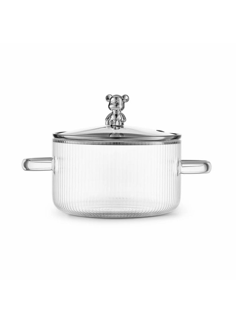 CASAQUA Glass Serving Bowl with Lid Cooking Pot Mixing Bowl with Lid Microwave Safe Heat Resistant Serveware Mixing Pot Casserole Serving Dish 1600ML Pack of 1 Serving Bowl