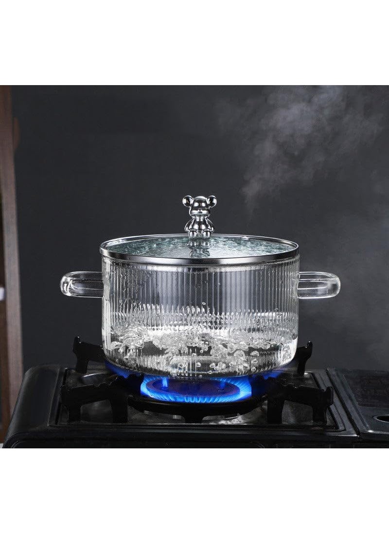CASAQUA Glass Serving Bowl with Lid Cooking Pot Mixing Bowl with Lid Microwave Safe Heat Resistant Serveware Mixing Pot Casserole Serving Dish 1600ML Pack of 1 Serving Bowl