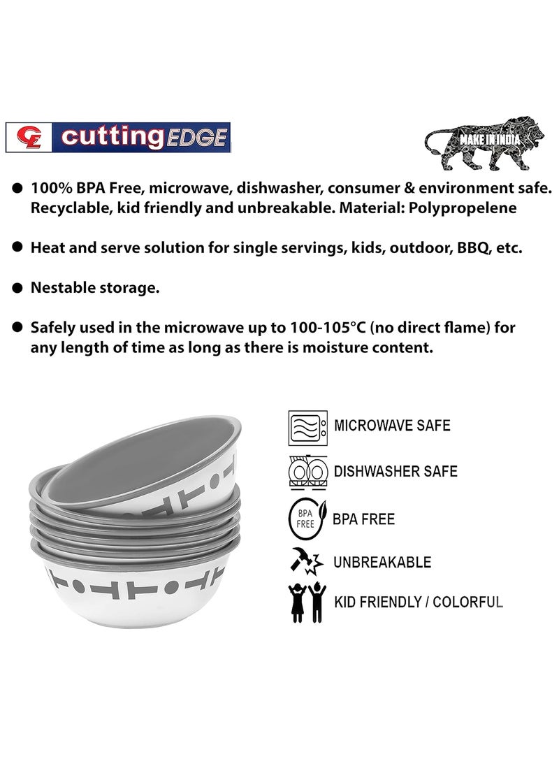Cutting EDGE Double Color Big Bowl for Mixing Snacks Kitchen Serving Food Microwave Safe Plastic Bowl 300ml Capacity Pack of 12 Grey