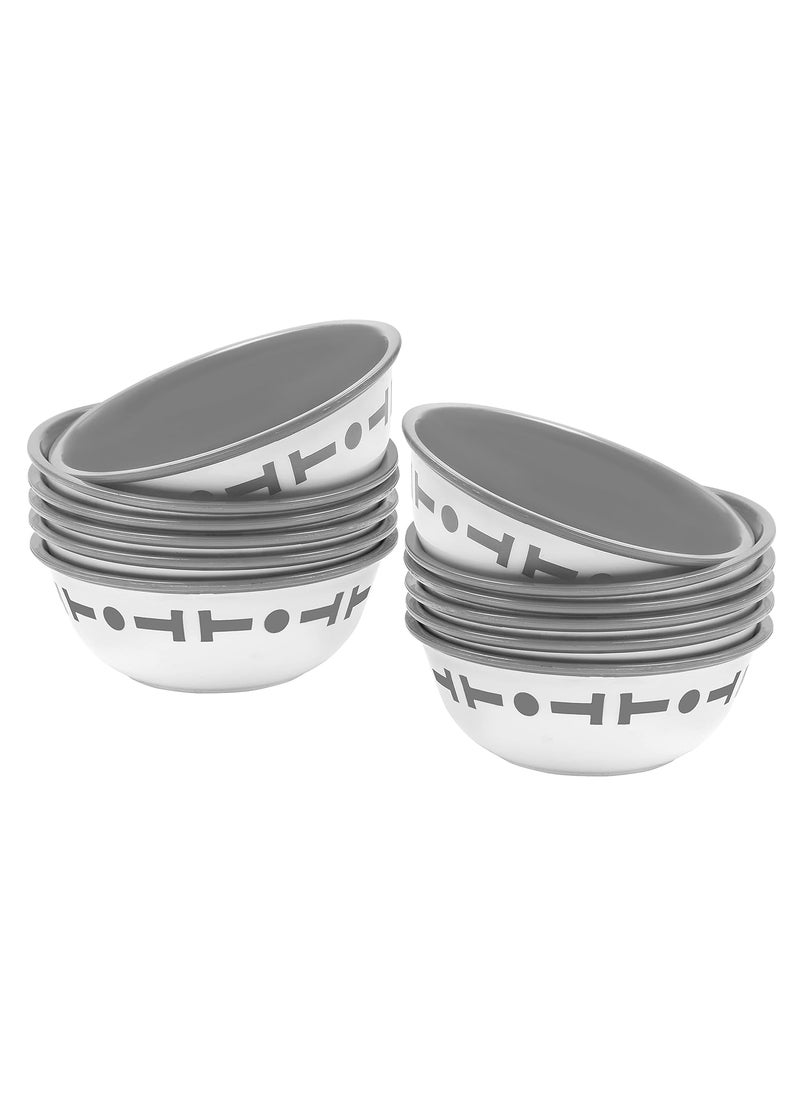 Cutting EDGE Double Color Big Bowl for Mixing Snacks Kitchen Serving Food Microwave Safe Plastic Bowl 300ml Capacity Pack of 12 Grey
