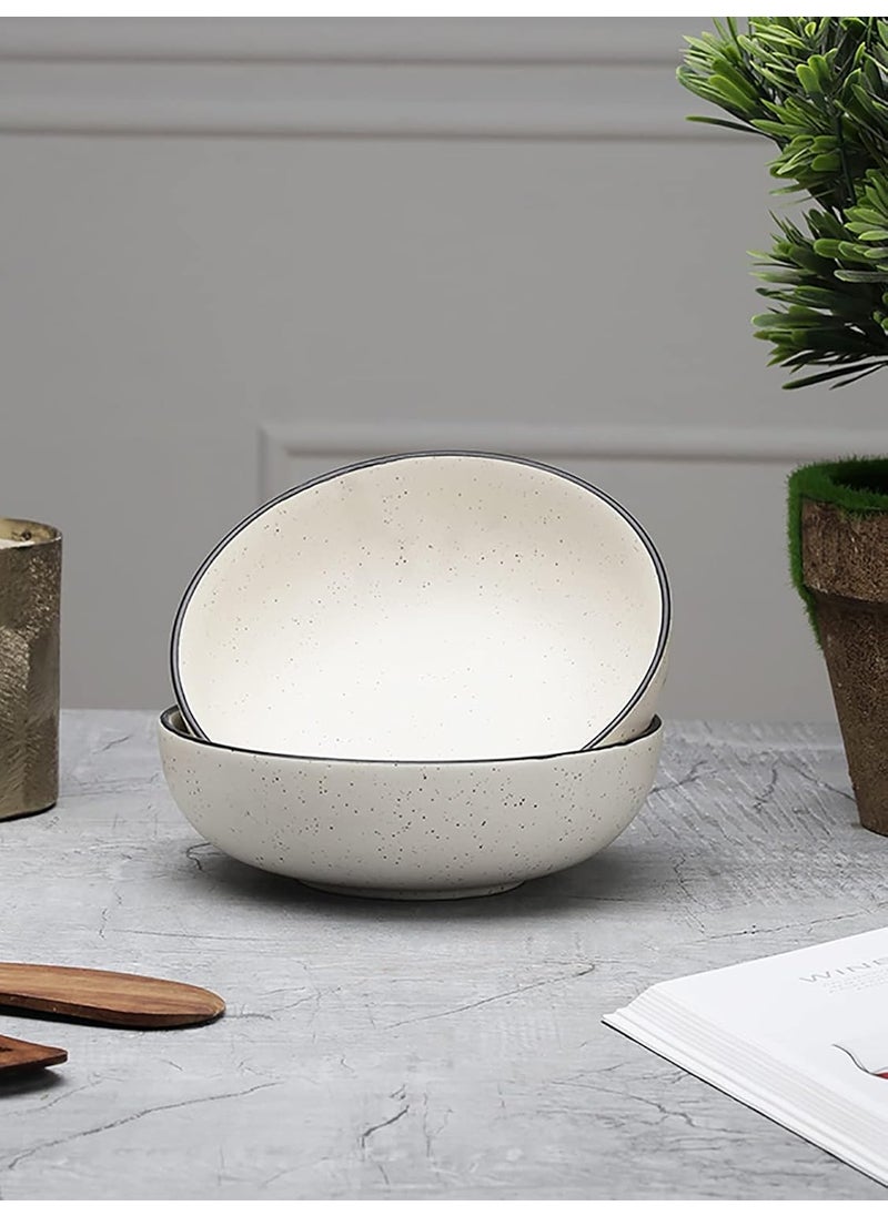 miah decor Ceramic Serving Bowl Set of 2 Handcrafted Gaura Collection Serving Bowl for Food Salad Curries Pasta Noodles Snacks Rice Chutney Breakfast7 Dia Set of 2