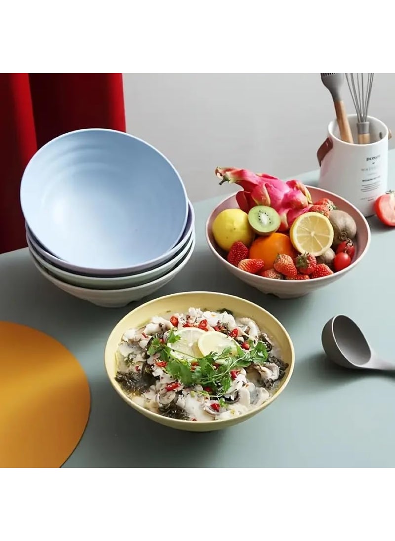 FLOXIT Unbreakable Cereal Bowls 900 ML Wheat Straw Bowls Set of 6 EU Tested Lightweight Dishwasher and Microwave Safe Ideal for Cereal Salad Noddle and Parties Beige