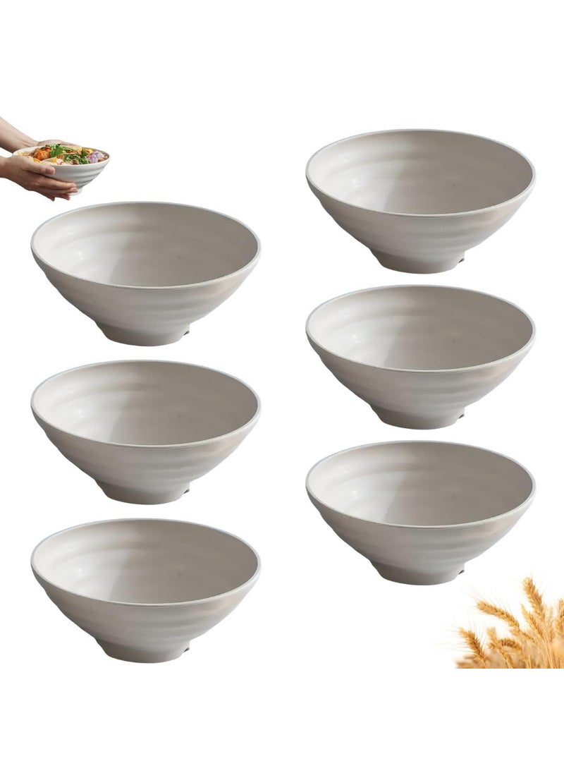 FLOXIT Unbreakable Cereal Bowls 900 ML Wheat Straw Bowls Set of 6 EU Tested Lightweight Dishwasher and Microwave Safe Ideal for Cereal Salad Noddle and Parties Beige